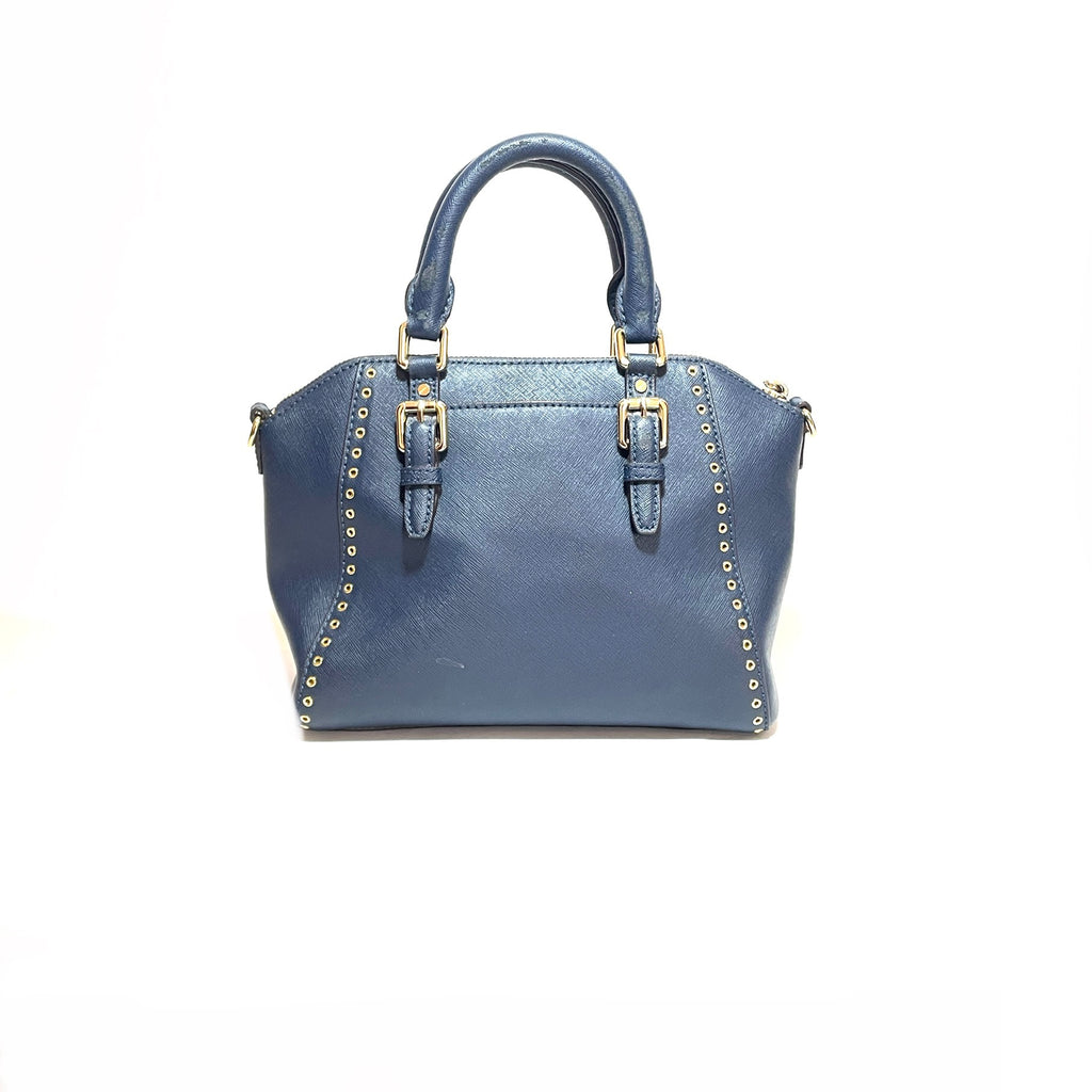 Michael Kors ‘Ciara Grommet’ Navy Leather Satchel | Pre Loved |