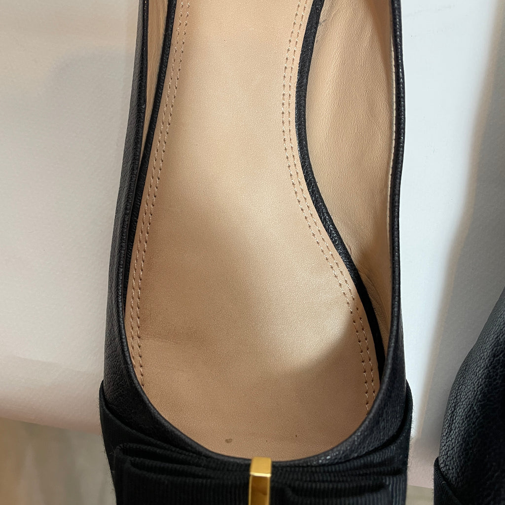 Tory Burch Black 'Trudy' Peep-toe Demi Wedges | Gently Used |