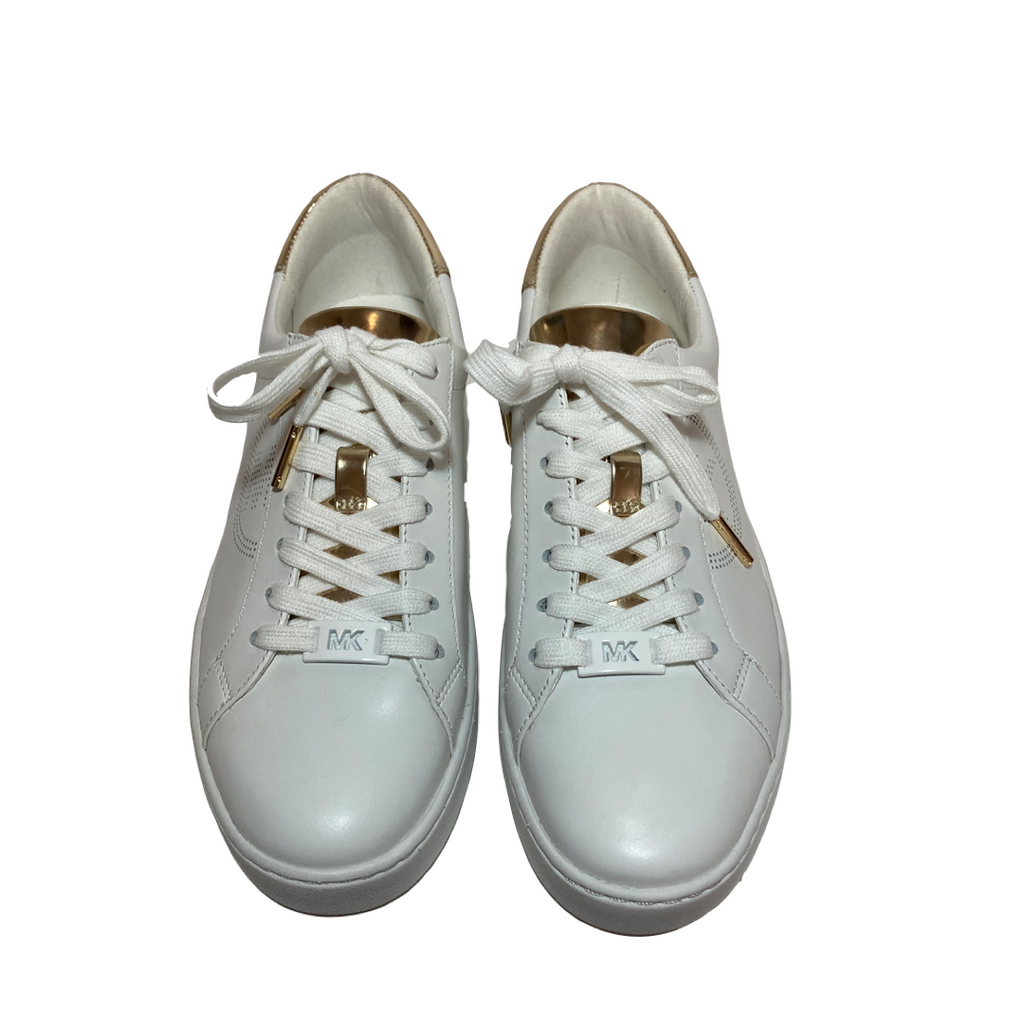 Michael Kors White & Gold 'Keaton' Sneakers | Like New |
