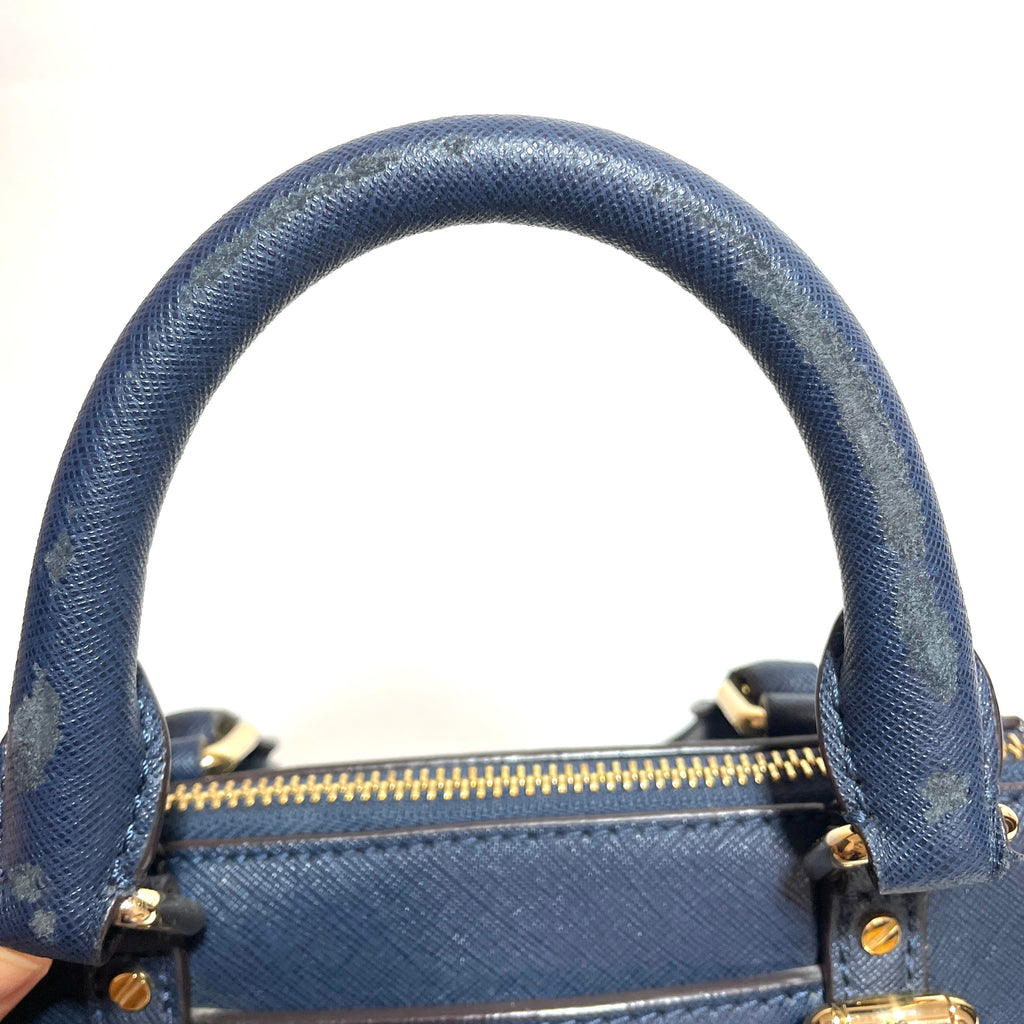 Michael Kors ‘Ciara Grommet’ Navy Leather Satchel | Pre Loved |