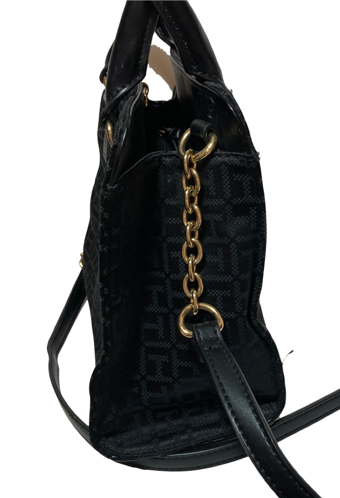 Tommy Hilfiger Black Canvas Monogram Satchel | Pre Loved |