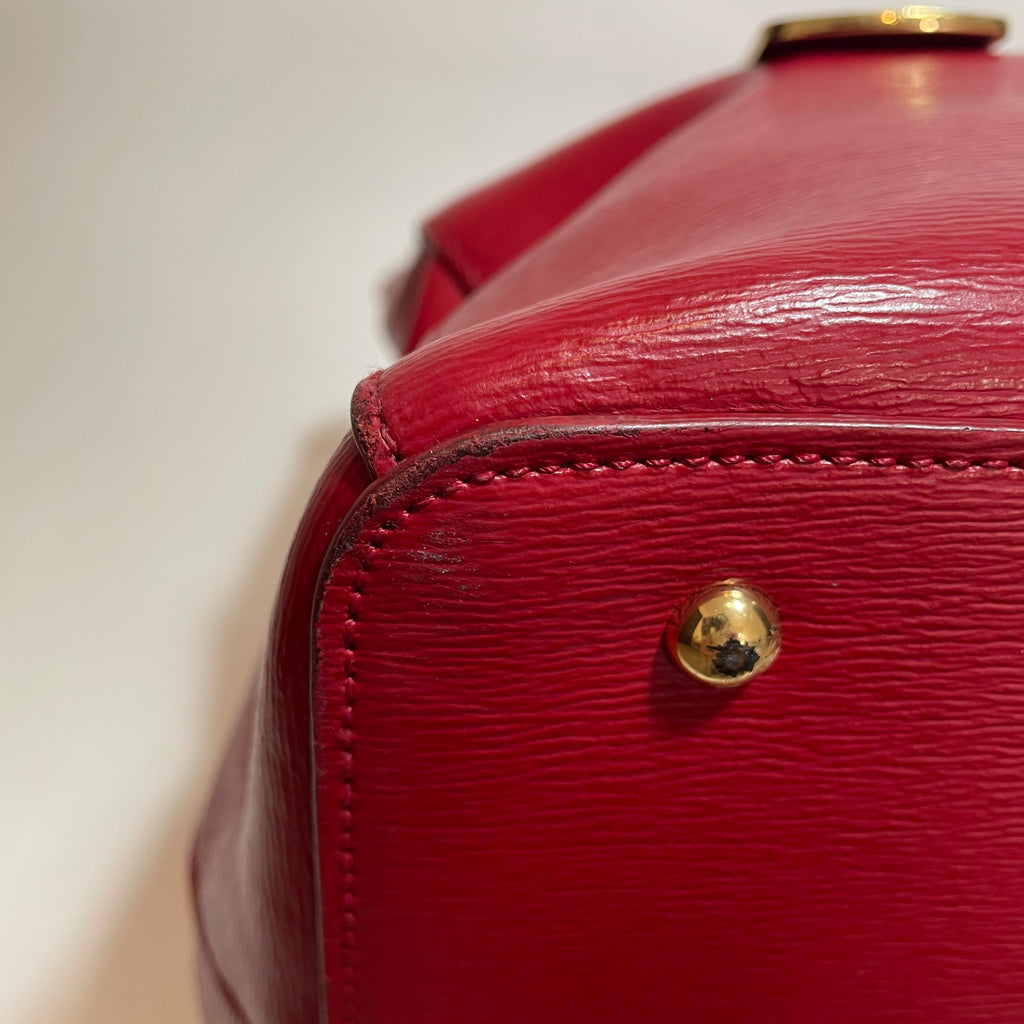Lauren Ralph Lauren Red Leather Double Zip Tote | Gently Used |