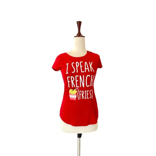 Justice 'I Speak French Fries' Red Tee | Brand New |