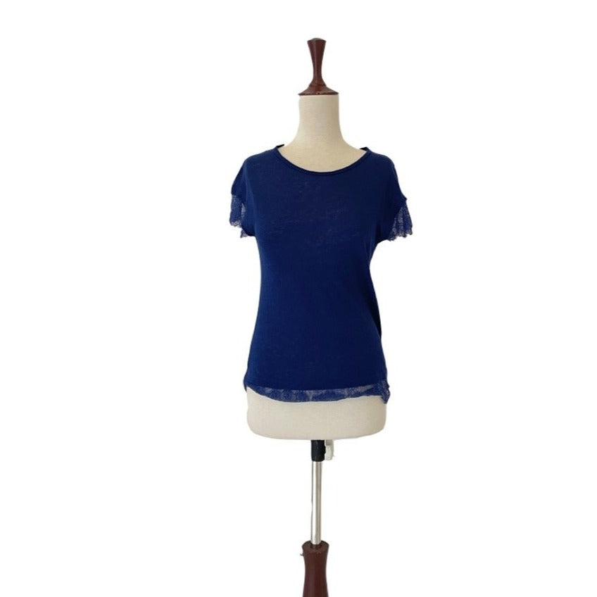 ZARA Royal Blue Lace Knit Top | Gently Used |