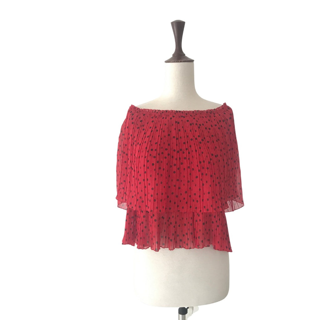 ZARA Red & Black Polka Dot Off-shoulder Top | Brand New |