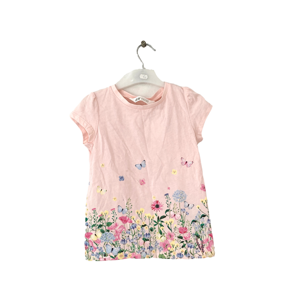 H&M Light Pink Floral Printed Tee | Brand New |