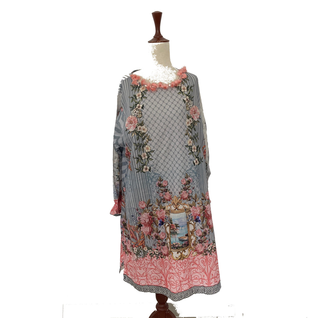 Maria B. Grey Printed Lawn Kameez | Brand New |