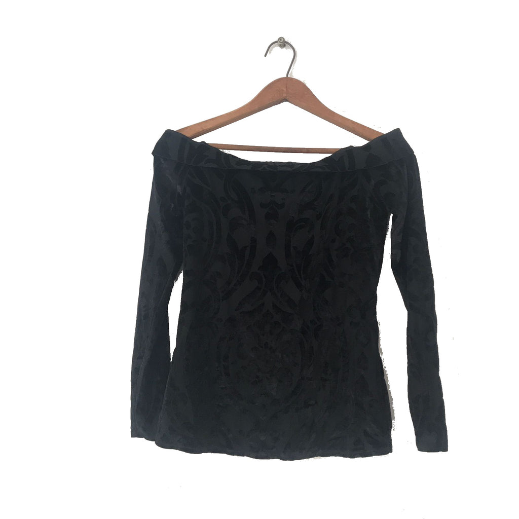NEXT Black Velvet Applique Off-shoulder Top | Pre Loved |