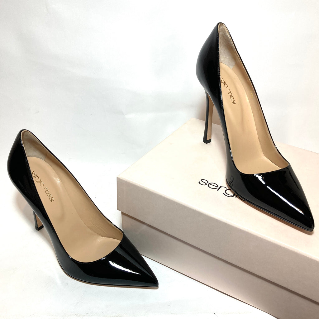 Sergio Rossi Black Patent Leather 'Vernice' Pumps | Brand New |