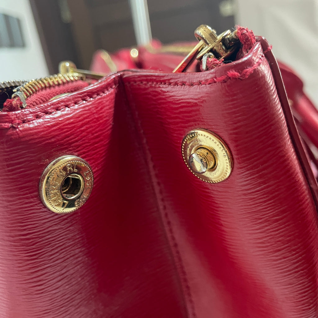 Lauren Ralph Lauren Red Leather Double Zip Tote | Gently Used |