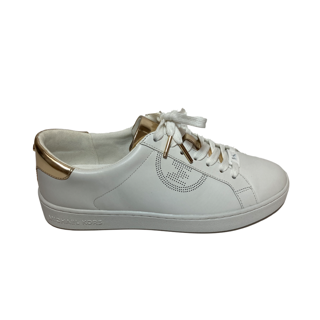 Michael Kors White & Gold 'Keaton' Sneakers | Like New |