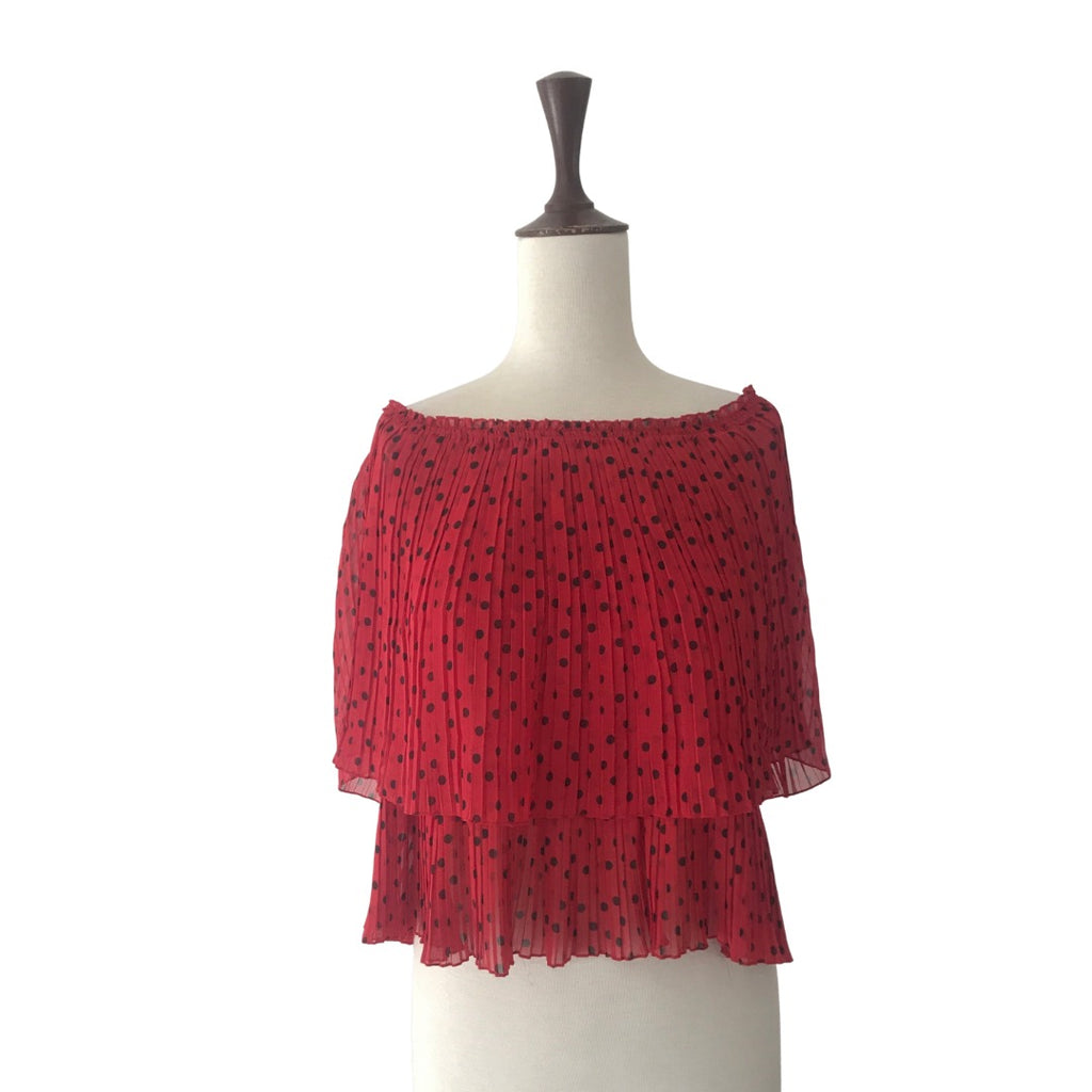 ZARA Red & Black Polka Dot Off-shoulder Top | Brand New |