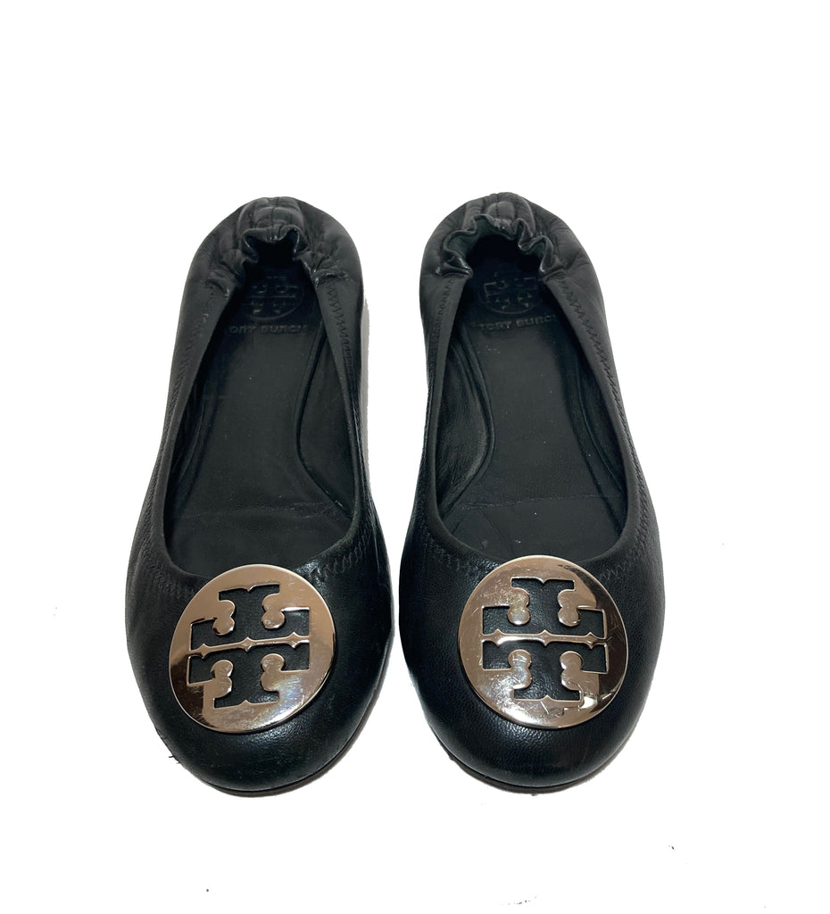 Tory Burch Black Leather 'REVA' Ballet Flats | Pre Loved |
