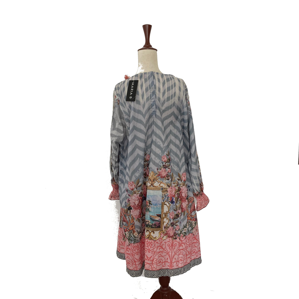 Maria B. Grey Printed Lawn Kameez | Brand New |