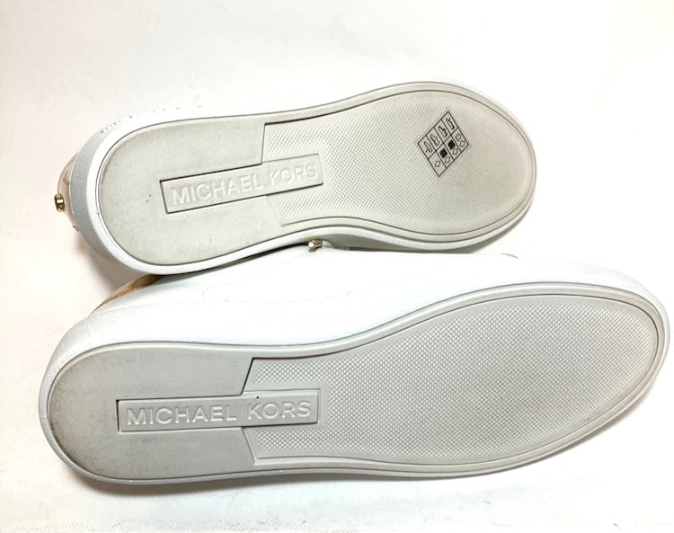 Michael Kors White & Gold 'Keaton' Sneakers | Like New |