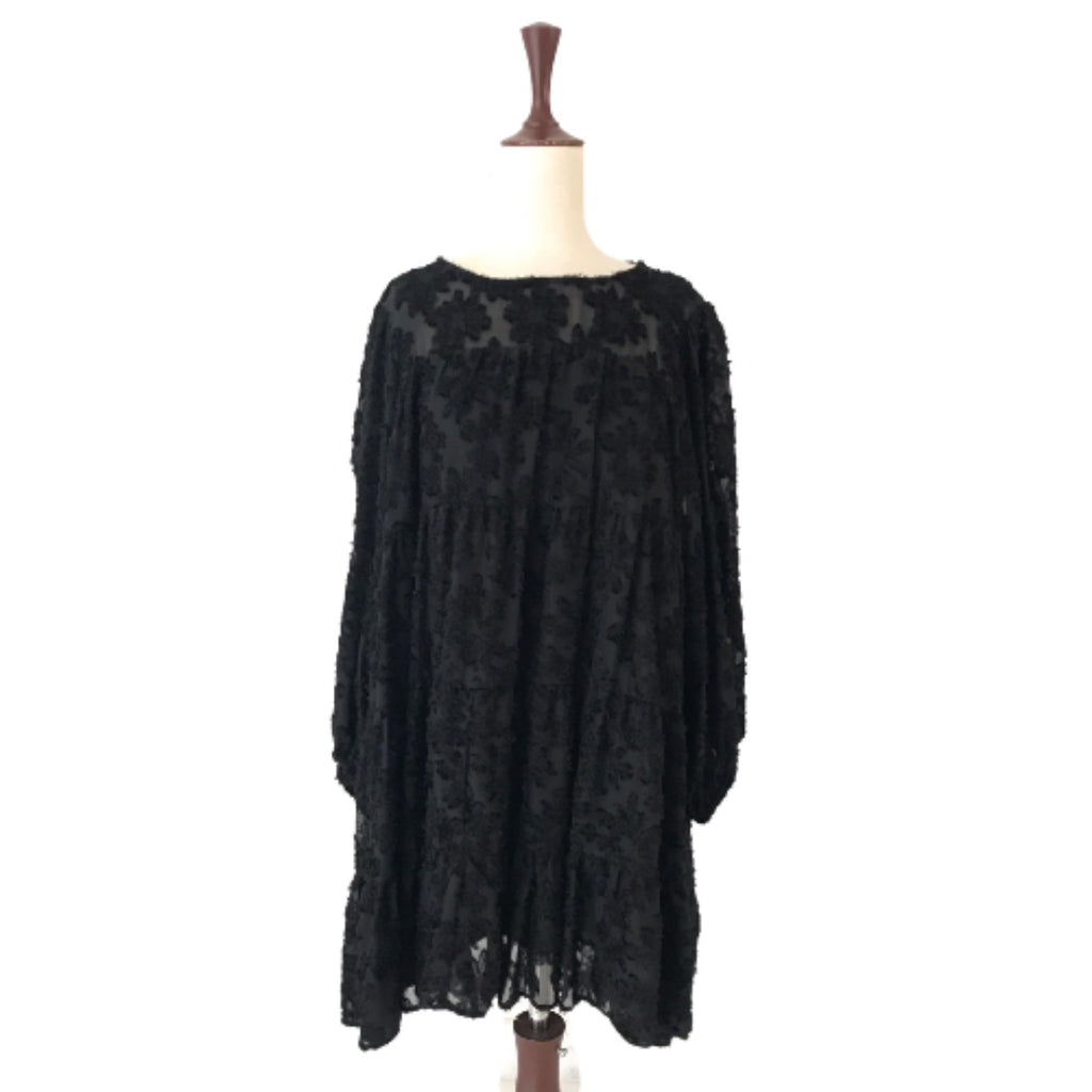 ZARA Black Net Applique Dress | Like New |