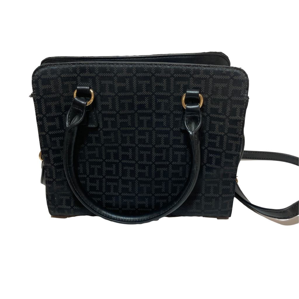 Tommy Hilfiger Black Canvas Monogram Satchel | Pre Loved |