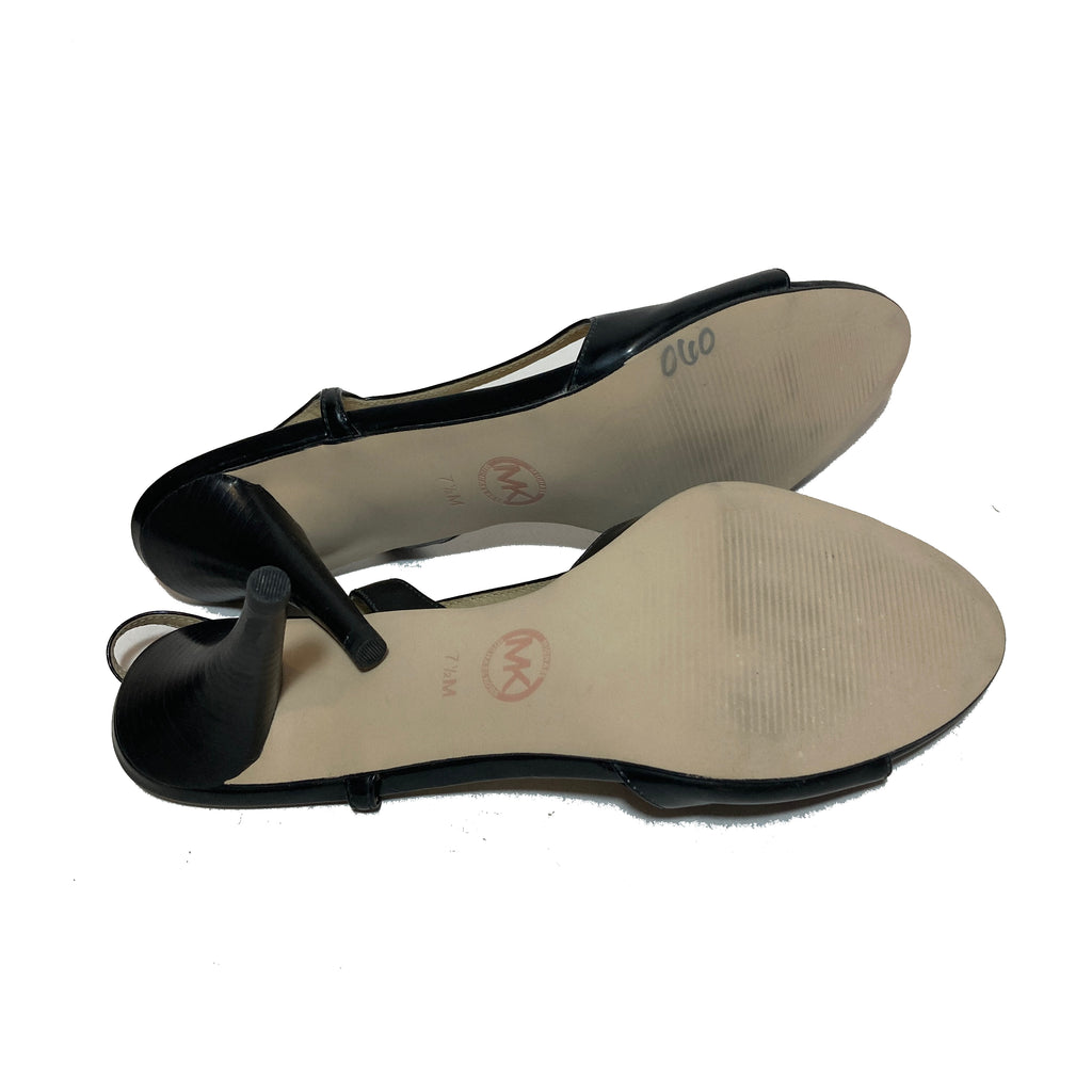 Michael Kors Black Leather Sling-Back Heels | Like New |
