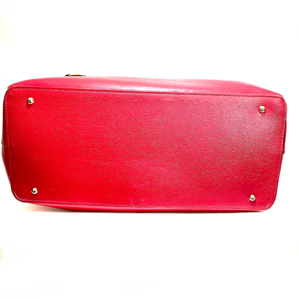 Lauren Ralph Lauren Red Leather Double Zip Tote | Gently Used |