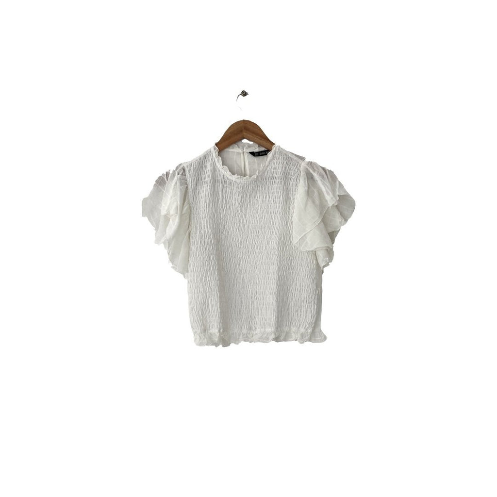 ZARA White Pleated Top | Like New |