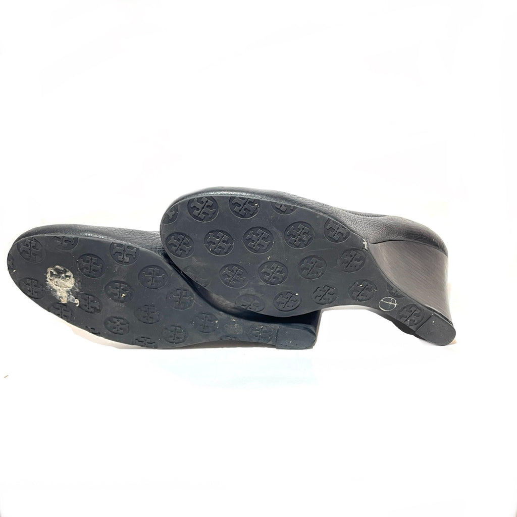 Tory Burch Black Leather 'Sally' Wedges | Pre Loved |
