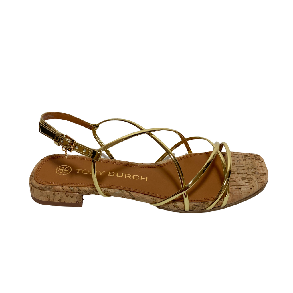 Tory Burch Gold 'Penelope' Cork Sandals | Brand New |