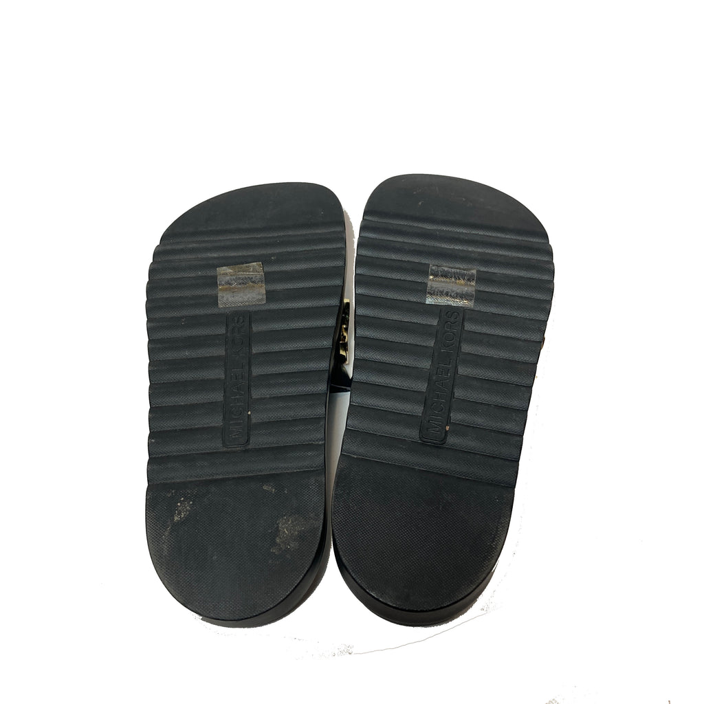 Michael Kors Black Leather & Rubber Platform Slides | Pre Loved |