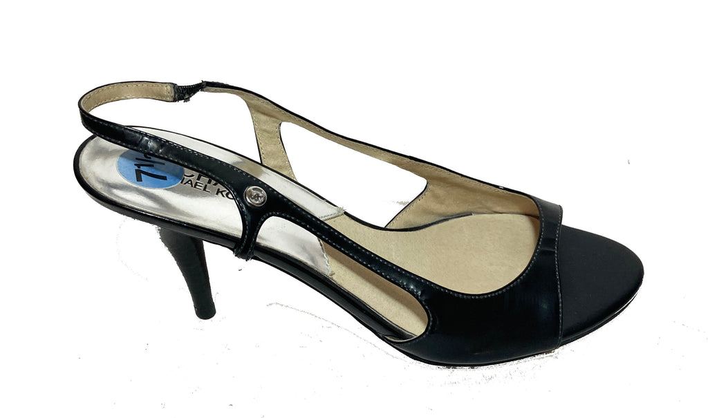 Michael Kors Black Leather Sling-Back Heels | Like New |