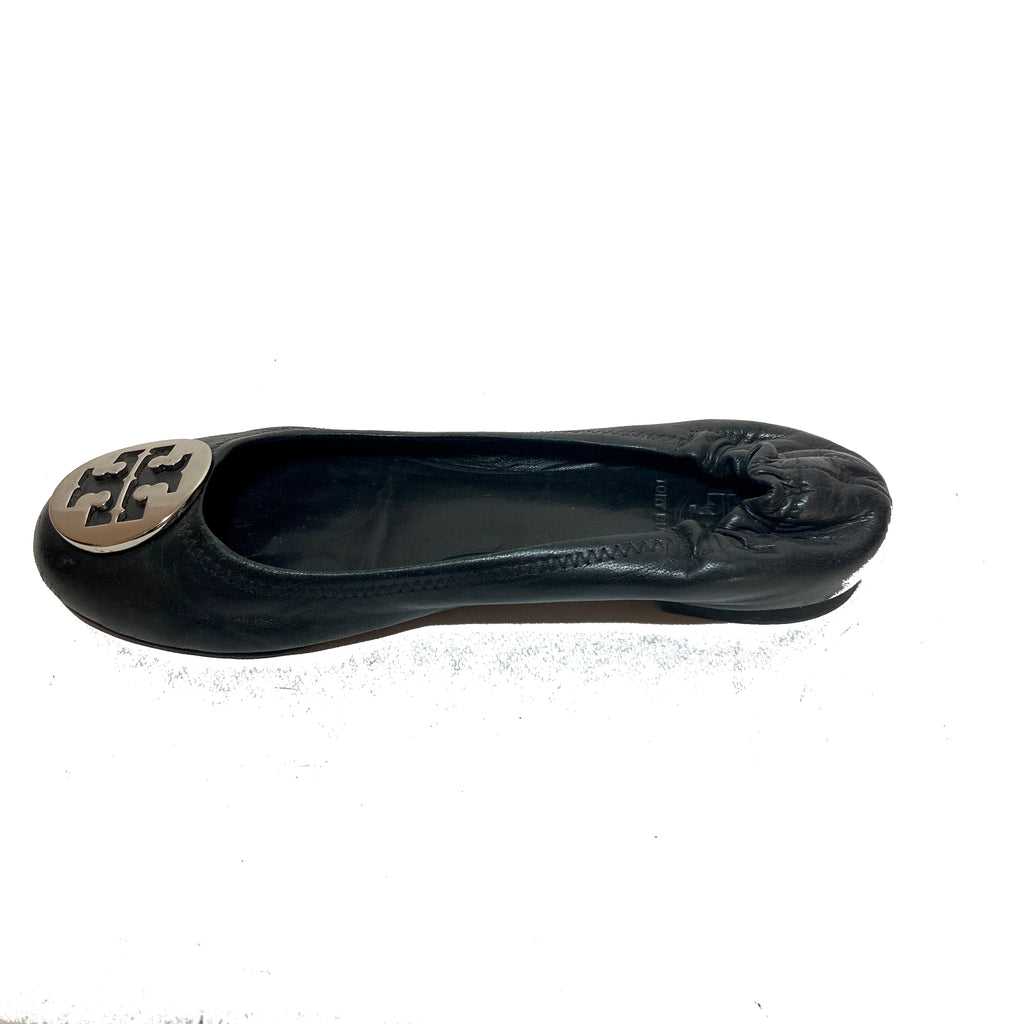 Tory Burch Black Leather 'REVA' Ballet Flats | Pre Loved |
