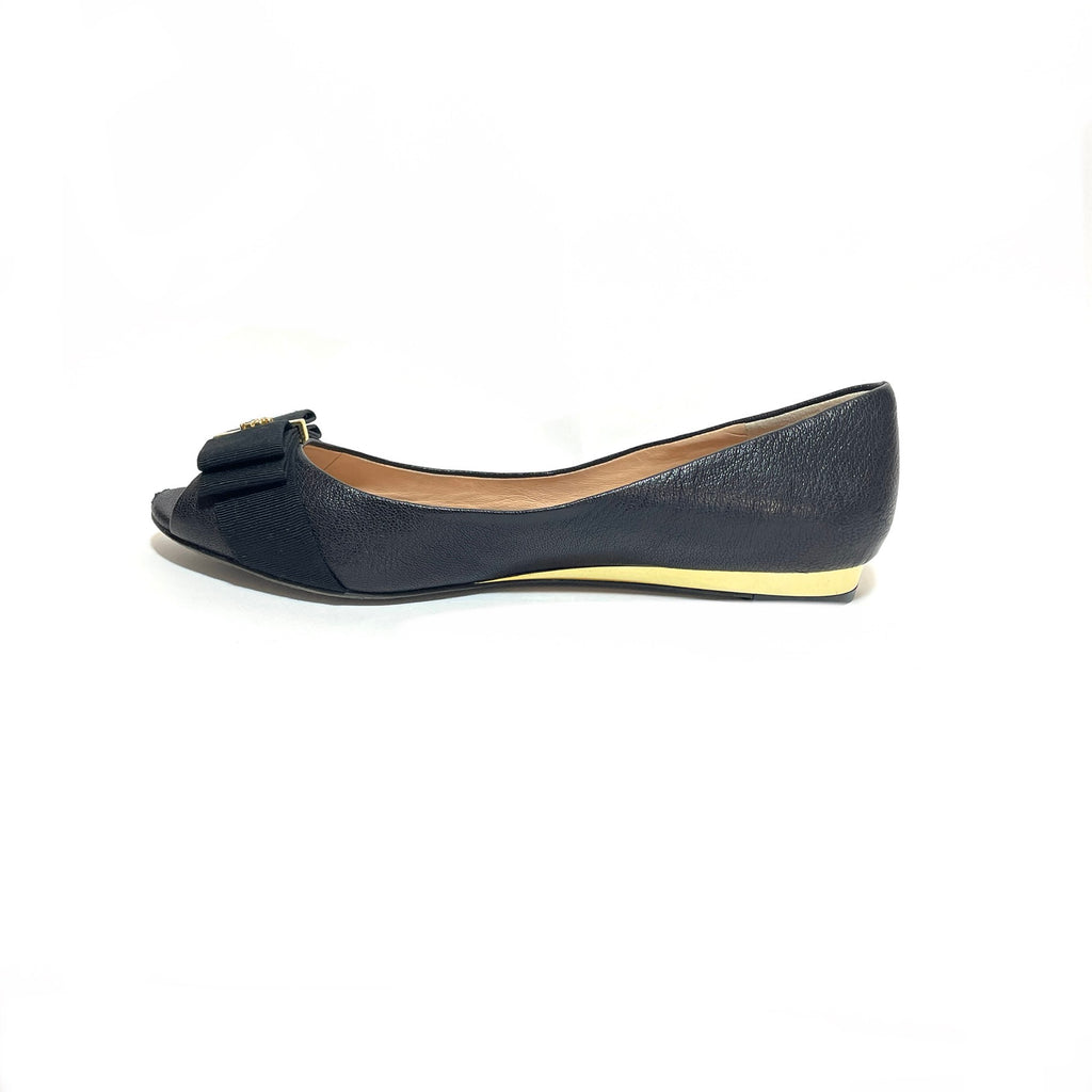 Tory Burch Black 'Trudy' Peep-toe Demi Wedges | Gently Used |