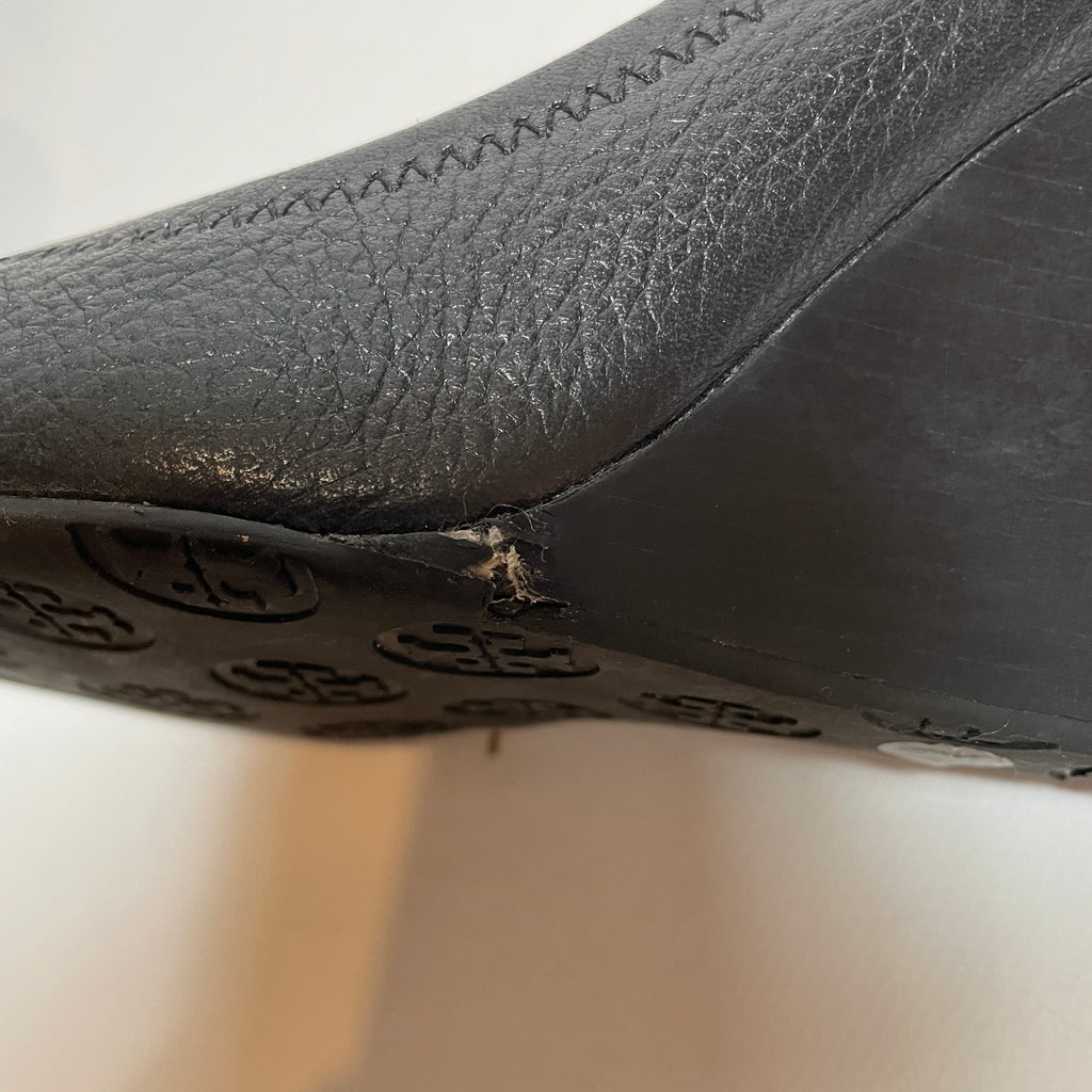 Tory Burch Black Leather 'Sally' Wedges | Pre Loved |