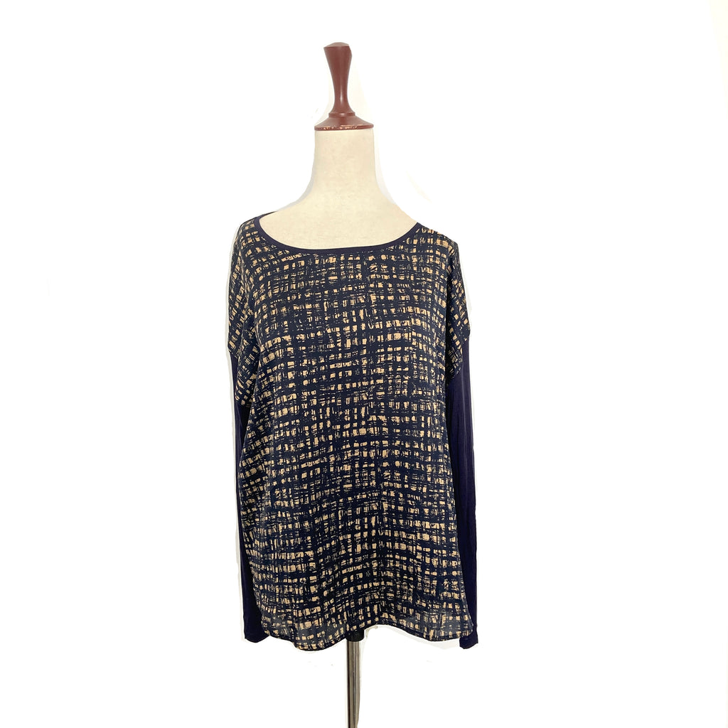 Michael Kors Navy Printed Knit Long-Sleeved Top | Gently Used |