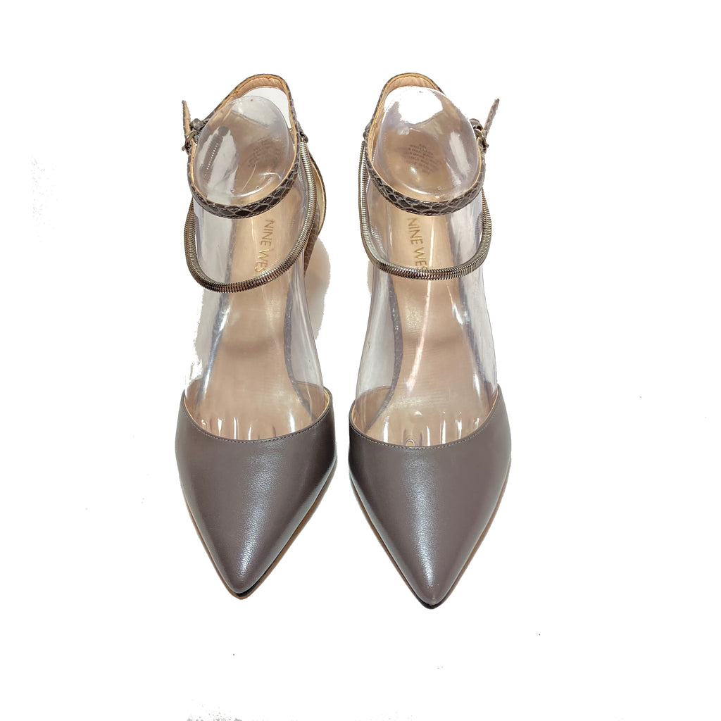 Nine West Grey ‘Terasa’ Pointed Snakeskin Pumps | Gently Used |