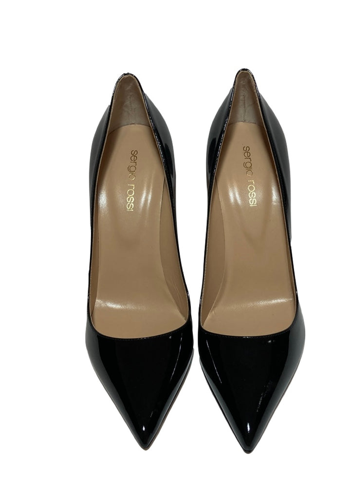 Sergio Rossi Black Patent Leather 'Vernice' Pumps | Brand New |