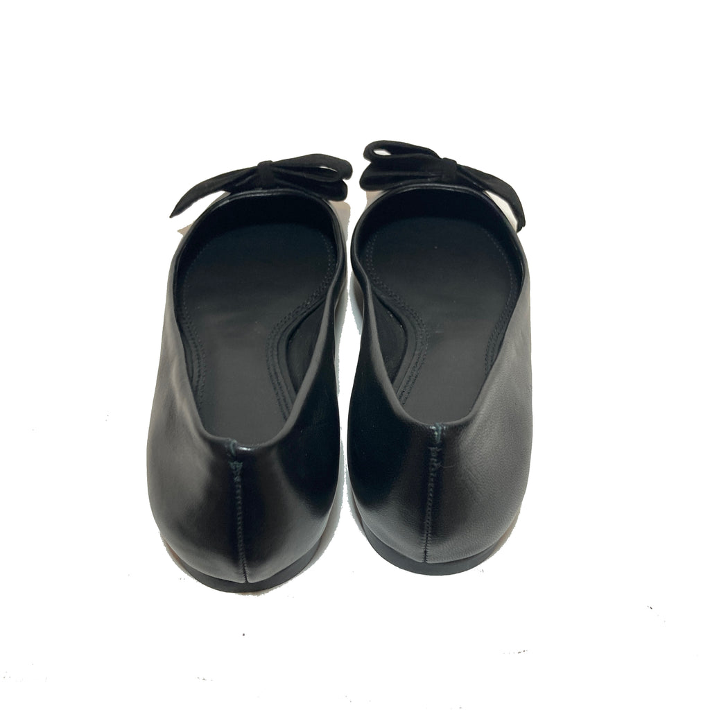 Tory Burch Black Leather 'Rosalind' Pointed Ballet Flats | Brand New |