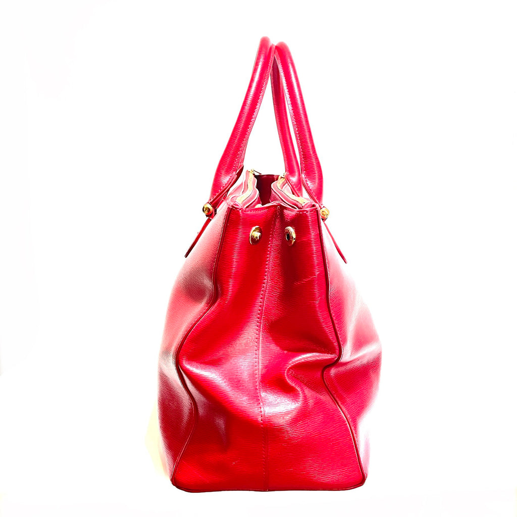 Lauren Ralph Lauren Red Leather Double Zip Tote | Gently Used |