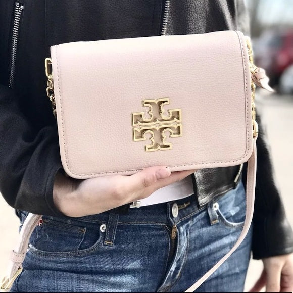 Tory Burch Light Oak 'Britten Combo' Leather Crossbody Bag | Like New |