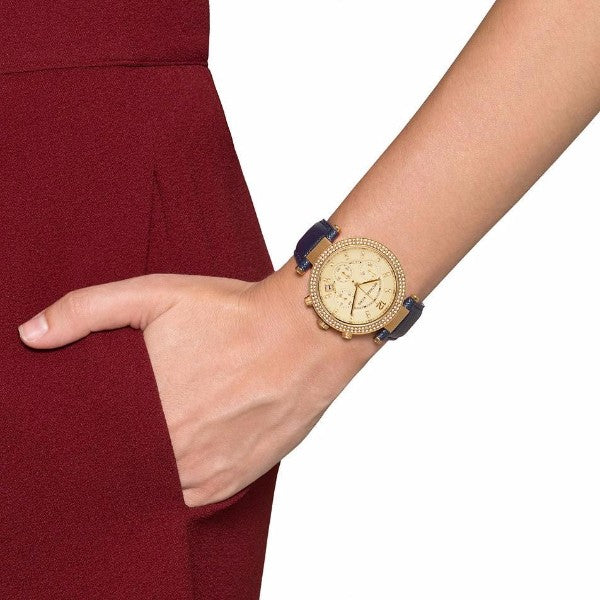 Michael Kors MK2280 'Parker' Blue Leather Strap Watch | Pre Loved |