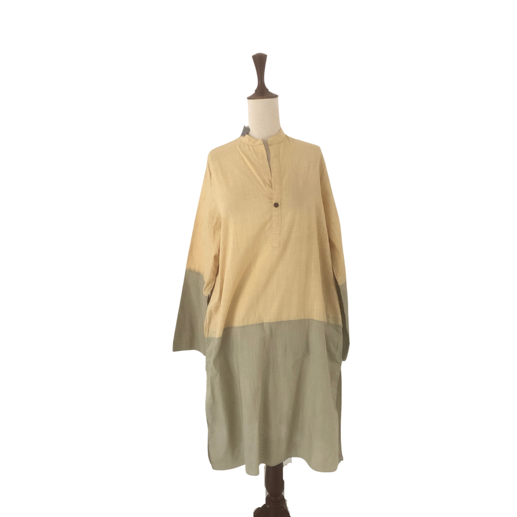 Miraka By Misha Lakhani Yellow & Grey Colour-Block Kurta | Gently Used |