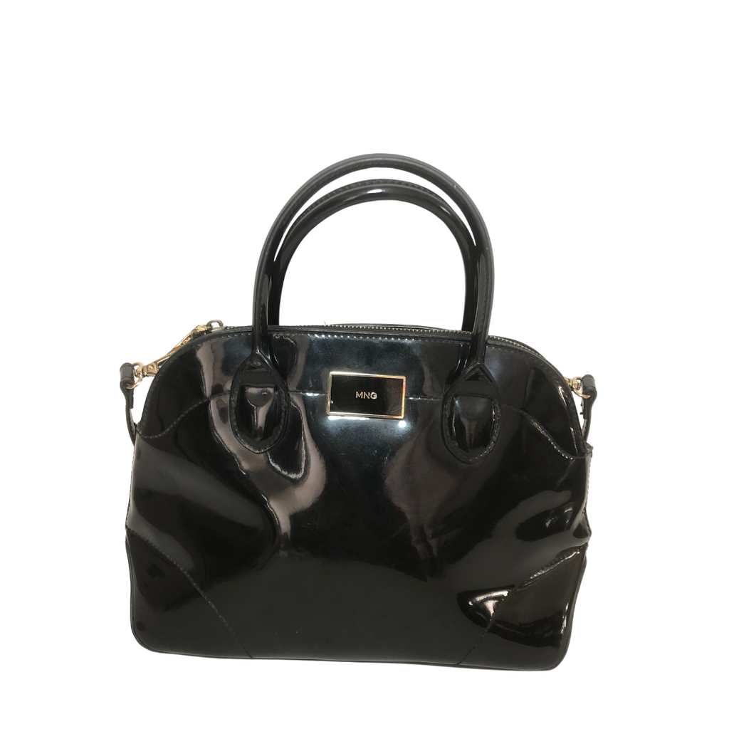 Mango Black Patent Leatherette Satchel | Gently Used |