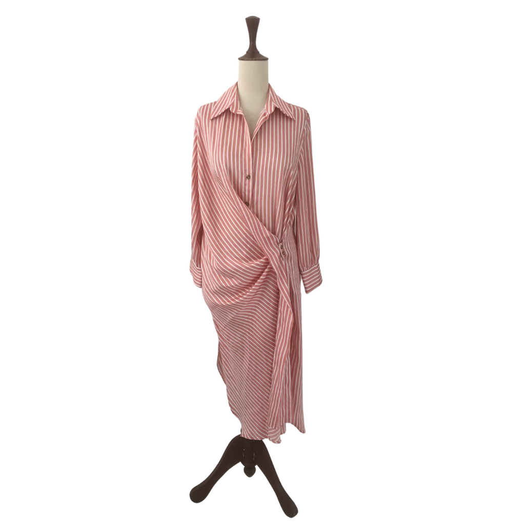 ZARA Pink Striped Long Shirt Dress | Pre Loved |