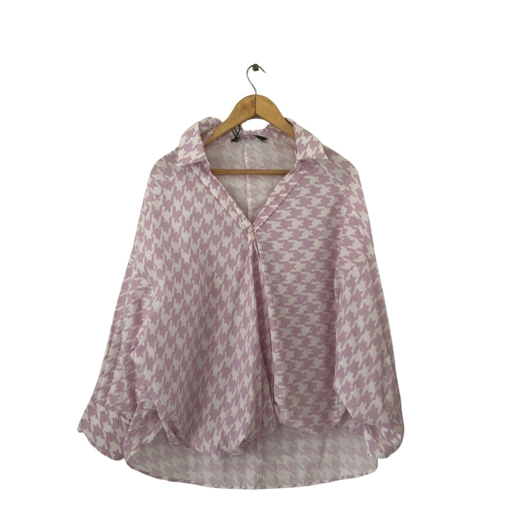 ZARA Pink & White Printed Knot Shirt | Pre Loved |