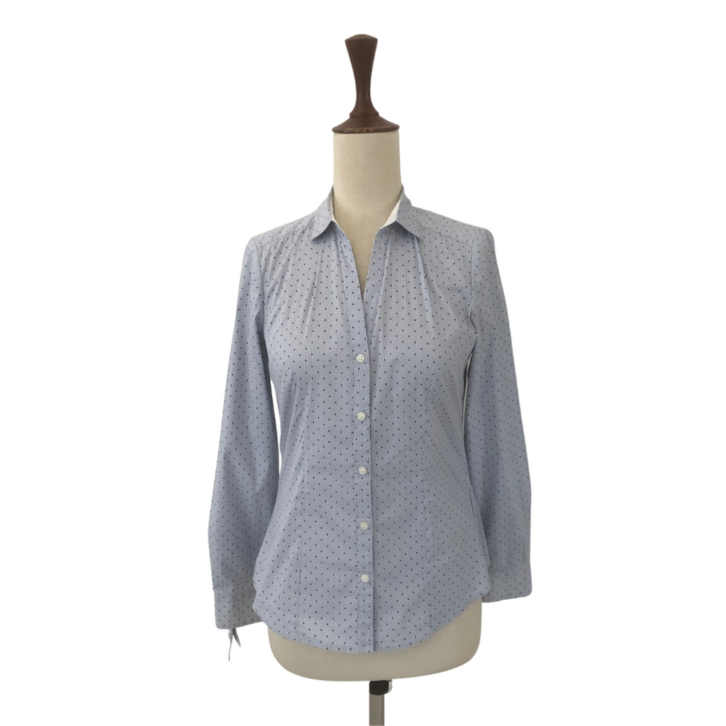 H&M Light Blue Polka Dotted Collared Shirt | Gently Used |