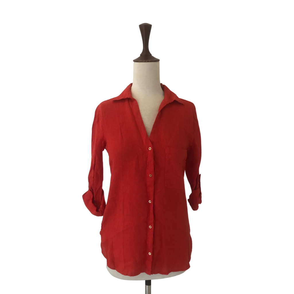 ZARA Red Linen Collared Shirt | Brand New |