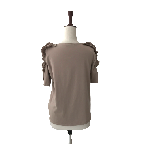 ZARA Beige Ruffle T-shirt | Gently Used |
