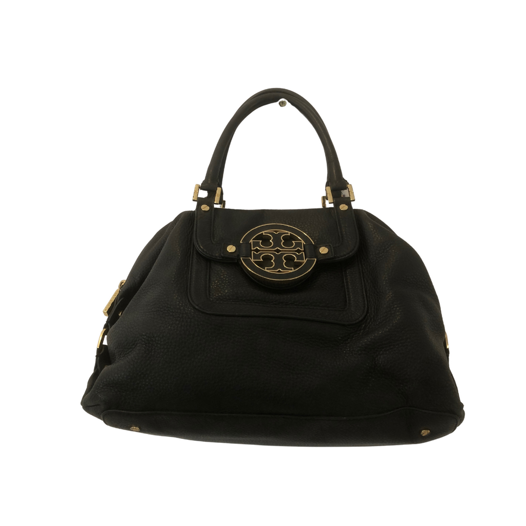 Tory Burch Black Pebbled Leather 'Amanda' Slouchy Satchel | Pre Loved |