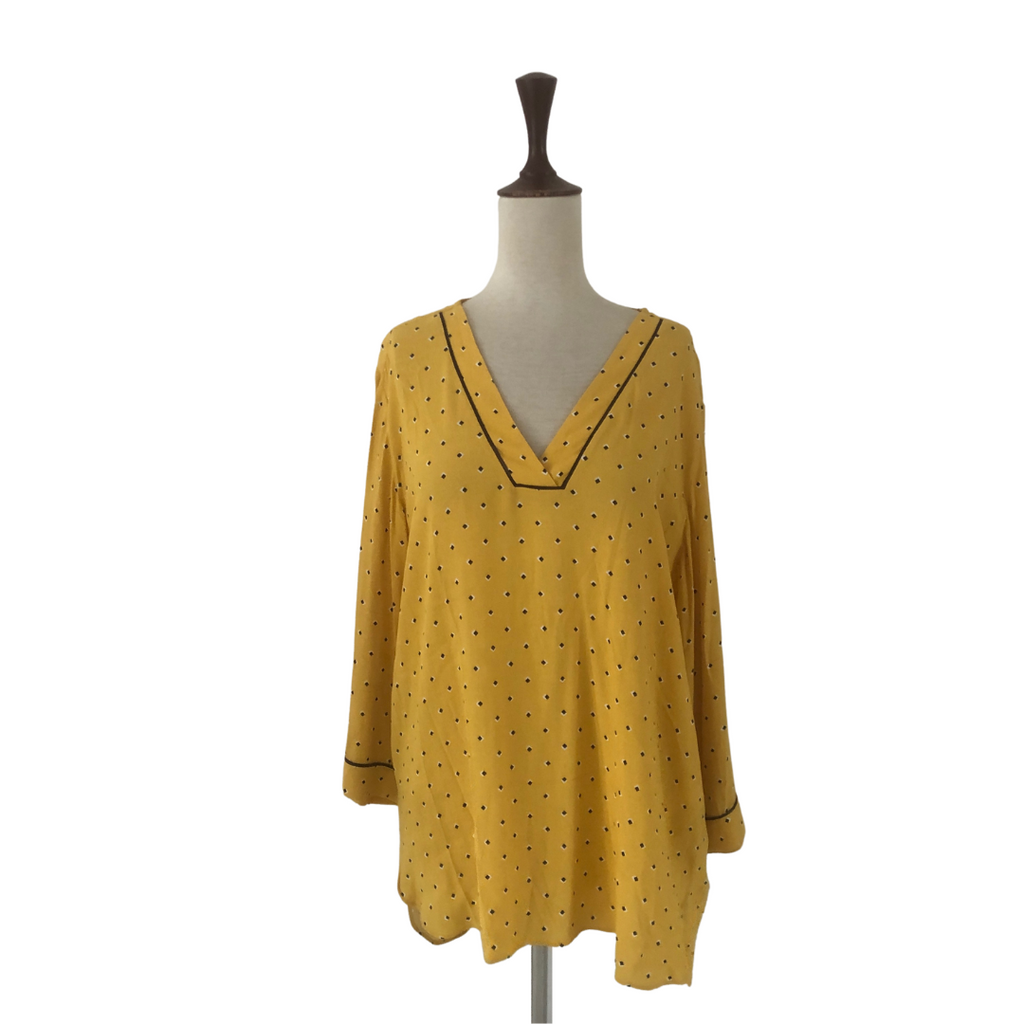 Marina Rinaldi Yellow Printed Blouse | Gently Used |