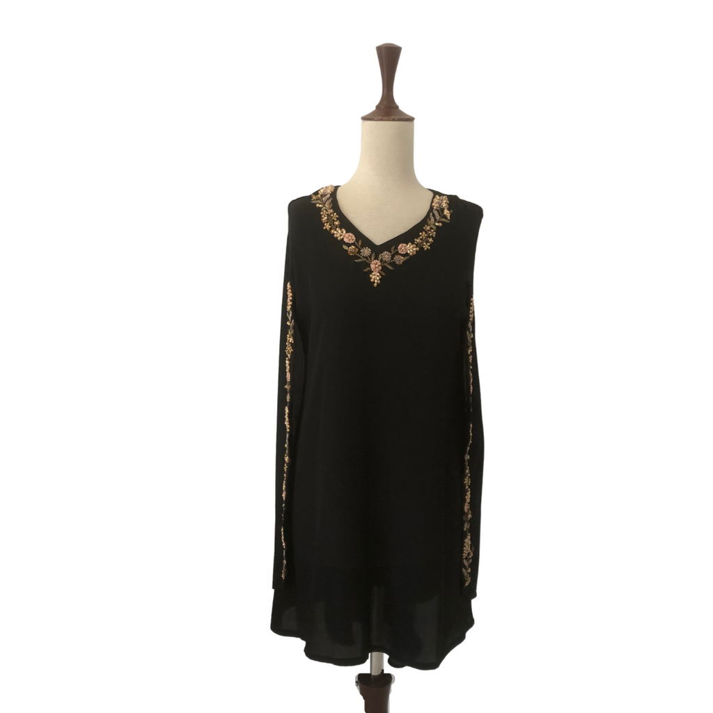 Zainab Hasan Black Beaded Cape Style Kameez | Pre Loved |