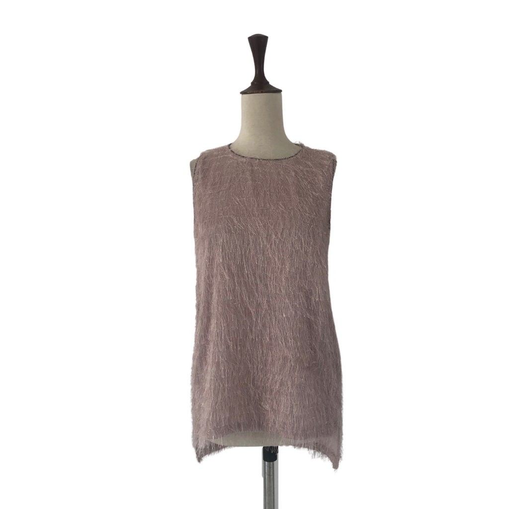 ZARA Pink Fringe Long Sleeveless Top | Gently Used |